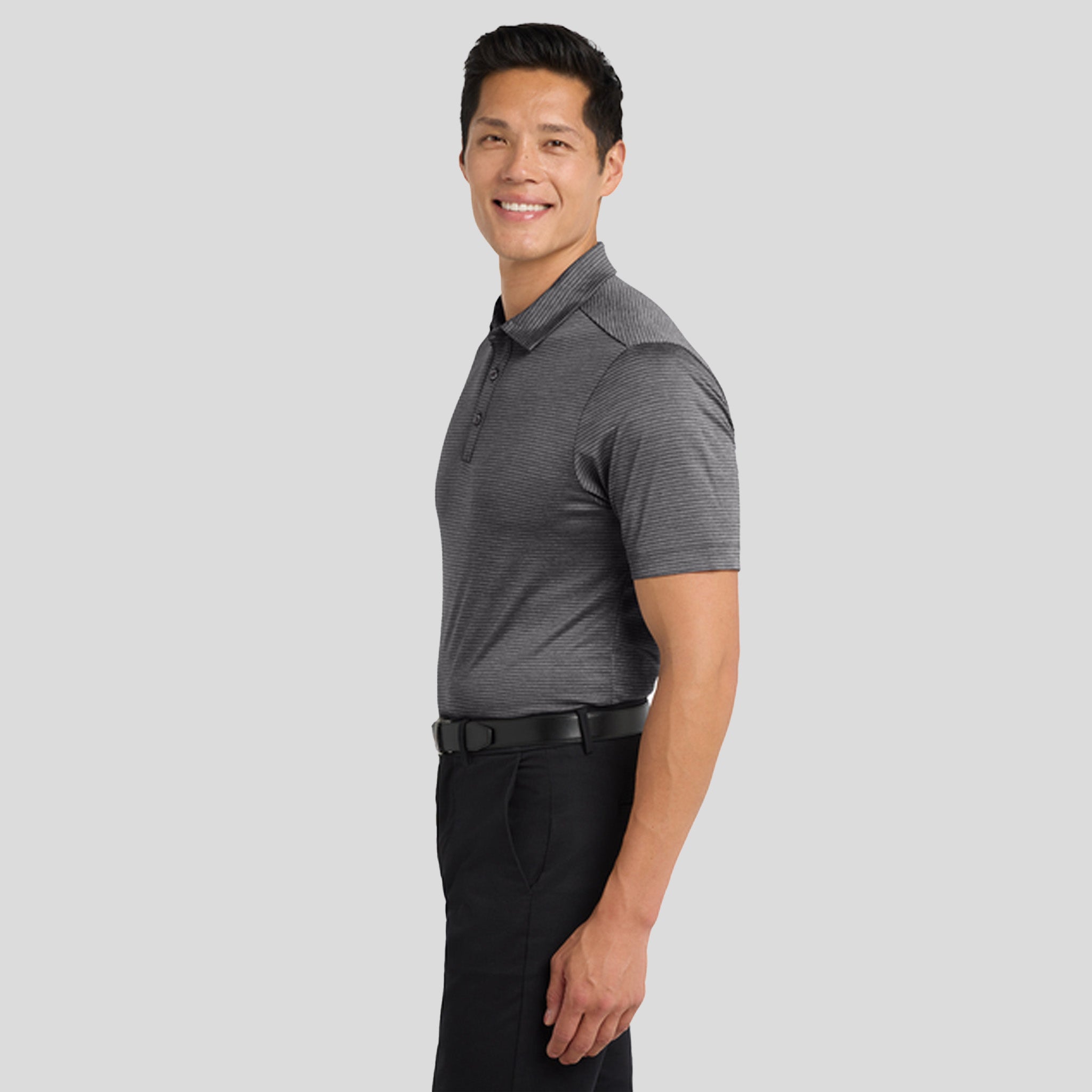 Shadow Stripe Polo | Deep Black
